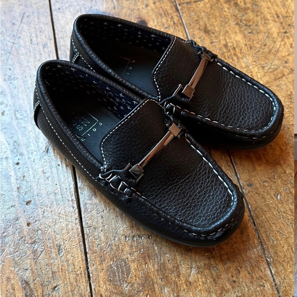 Toddler Boys Loafers Dress Shoes Slip On Faux Leather Black Size 10